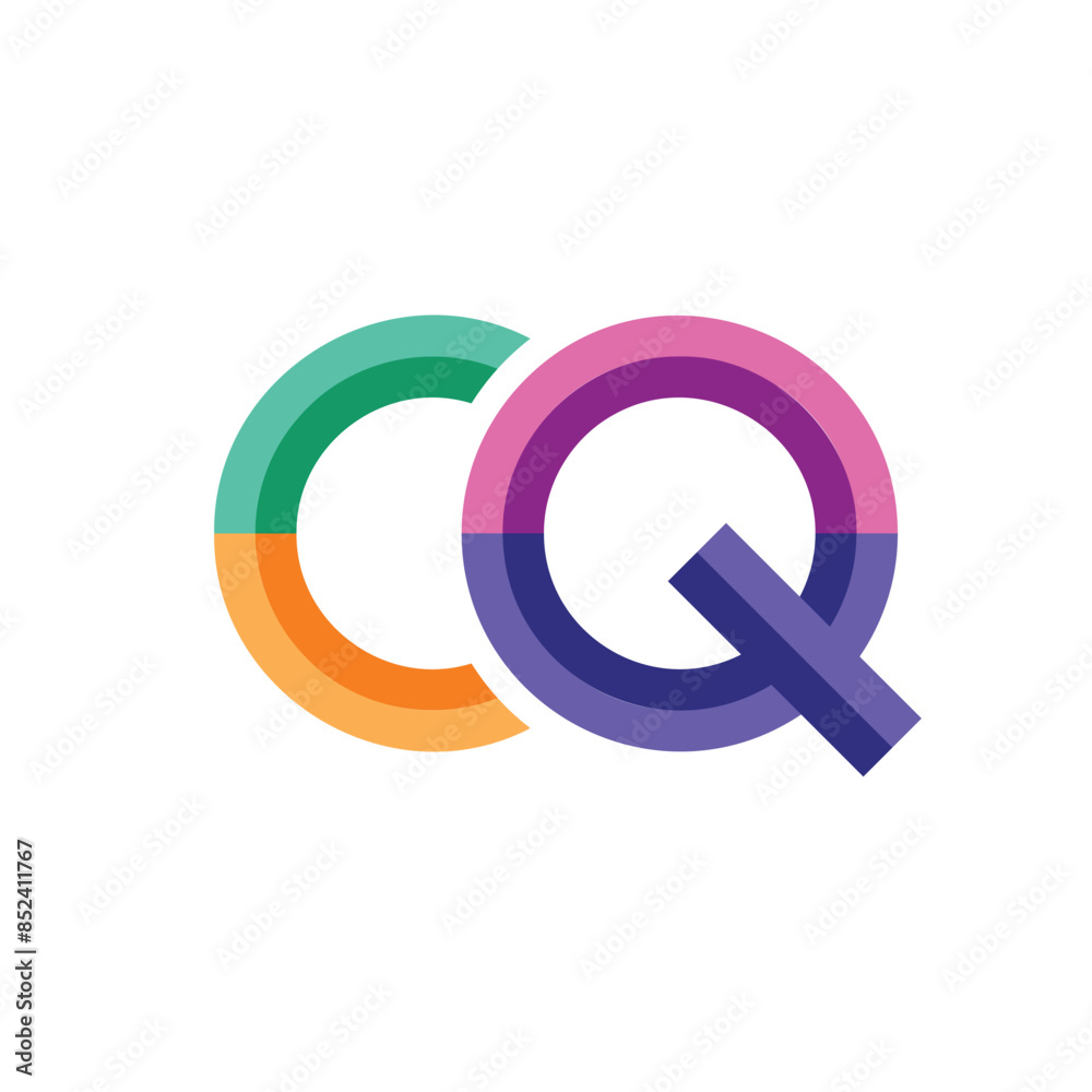 Illustration of a Hand Drawing Logo with the Letters C and Q Illustration of a Hand Drawing Logo with the Letters C and Q