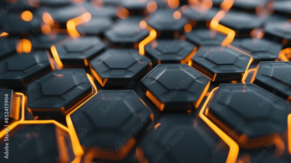 Abstract Hexagon Pattern with Glowing Lines. Abstract Hexagon Pattern with Glowing Lines.