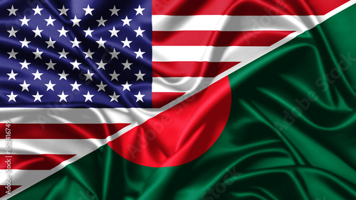 United waving flag of Bangladesh and United States of America