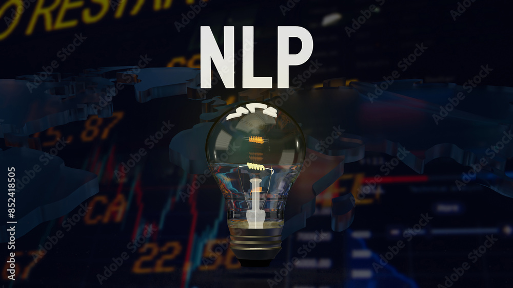 Obraz premium The light bulb and text for Natural Language Processing NLP concept 3d rendering.