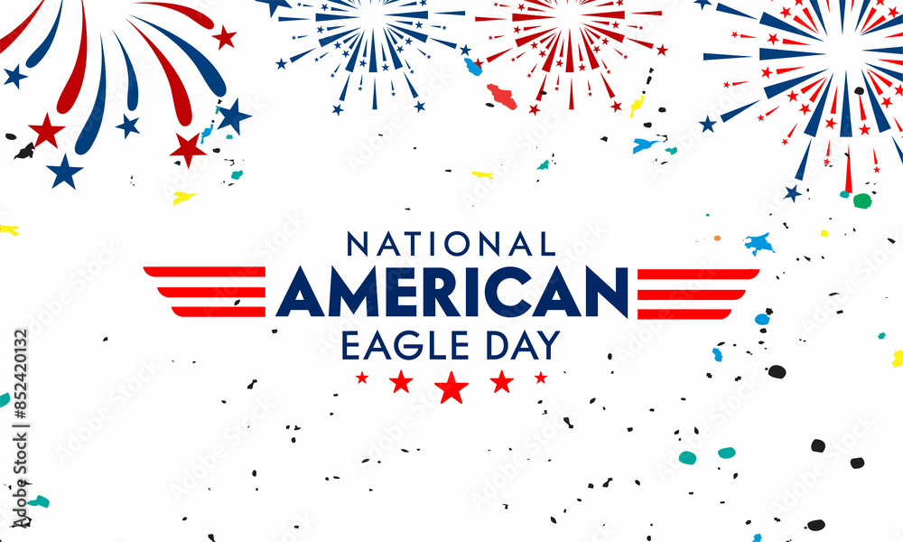National American Eagle Day honors our national symbol, raising awareness for protecting the Bald Eagle. illustration National American Eagle Day honors our national symbol, raising awareness for protecting the Bald Eagle. illustration
