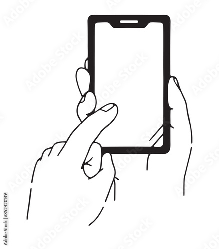 スマートフォンを操作する様子.