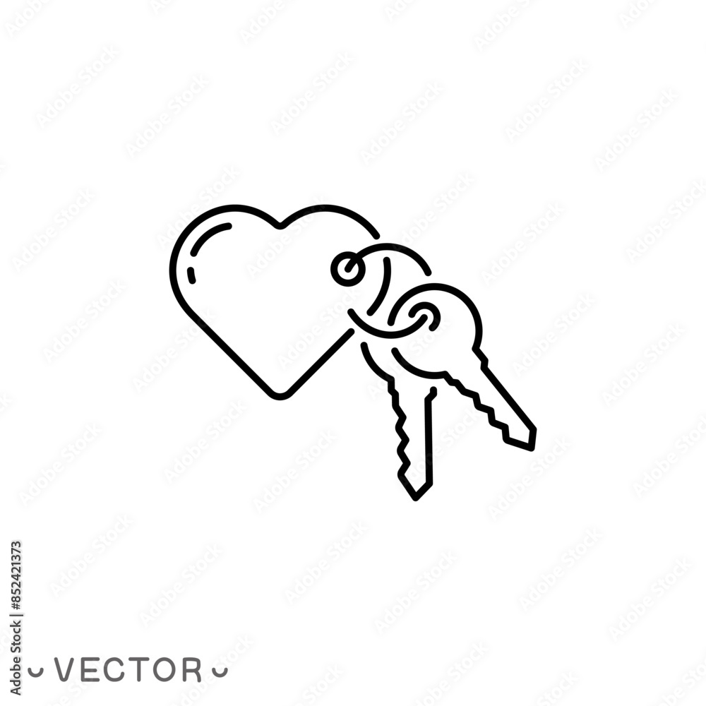 heart with key icon, concept open love, thin line symbol isolated on white background, editable stroke eps 10 vector illustration heart with key icon, concept open love, thin line symbol isolated on white background, editable stroke eps 10 vector illustration