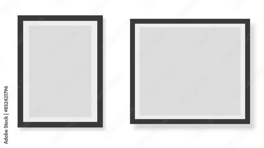 Realistic empty photo card frame, film set. Retro vintage photograph with transparent background. Digital snapshot image. Template or mockup for design. Poster frame mockup. Vector illustration Realistic empty photo card frame, film set. Retro vintage photograph with transparent background. Digital snapshot image. Template or mockup for design. Poster frame mockup. Vector illustration