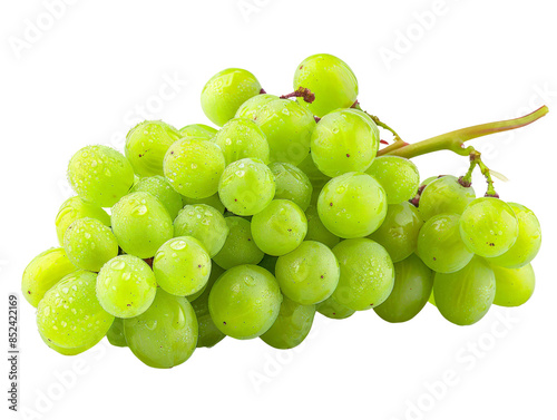 Close-up of fresh green grapes on a white background. Perfect for food, health, and nutrition-related concepts and projects.