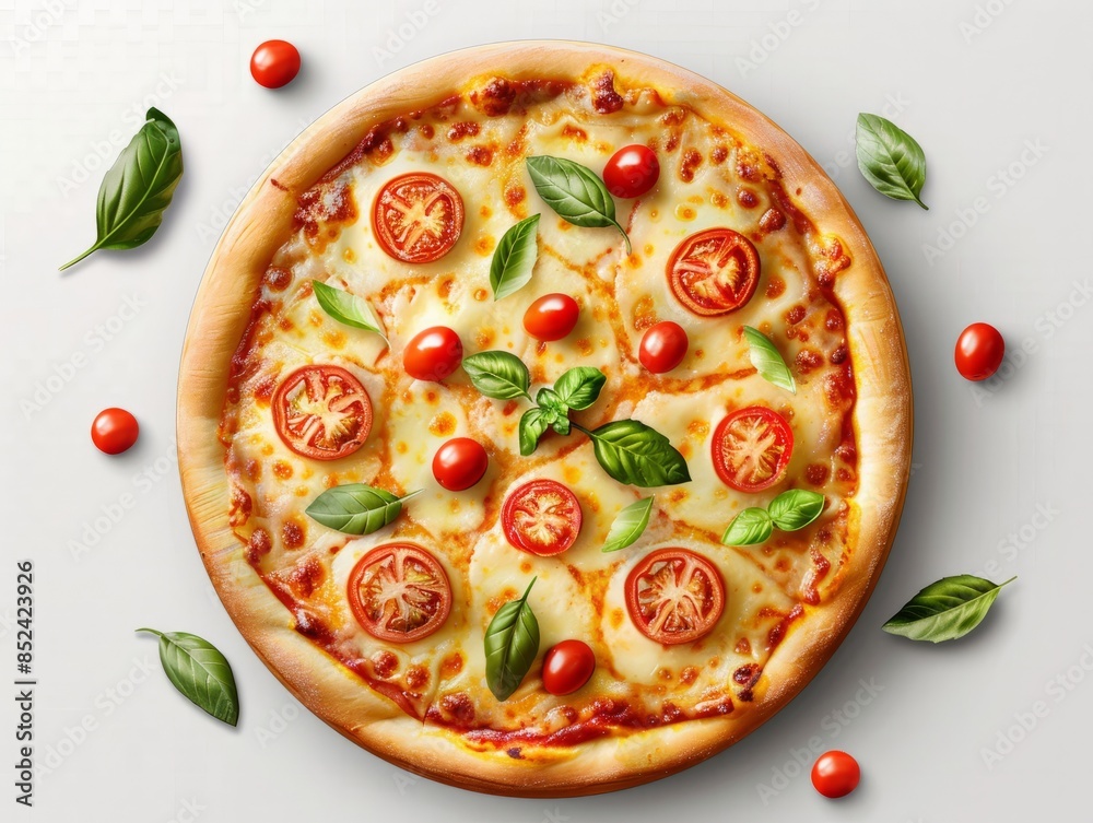 Pizza Margherita. Isolated on Transparent Background. generative ai Pizza Margherita. Isolated on Transparent Background. generative ai