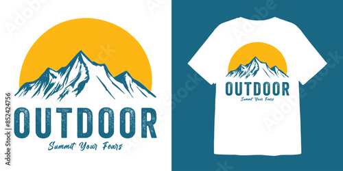 outdoor illustration with text Summit Your Fears for t shirt design