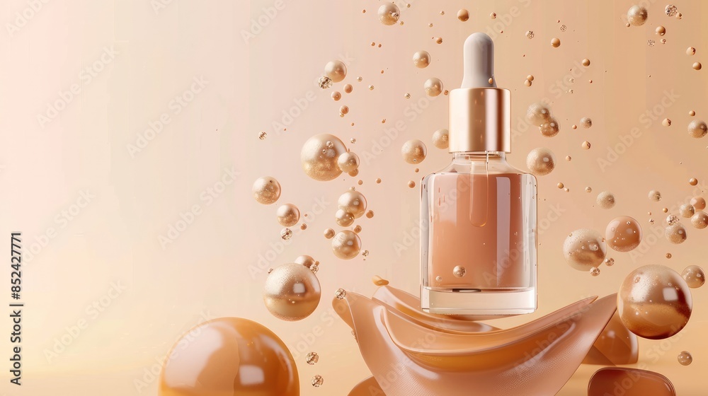 Naklejka premium Illustration showing serum and vitamin drops penetrating the skin layer to reduce sagging and rejuvenate skin cells.