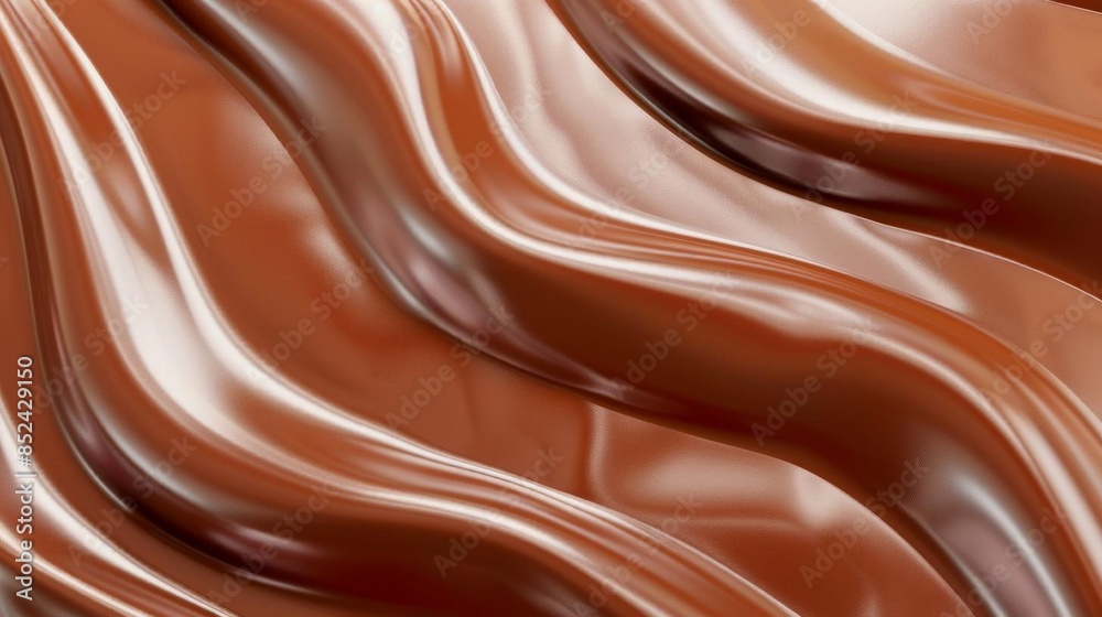 Close-up of melted chocolate with waves and ripples. Close-up of melted chocolate with waves and ripples.