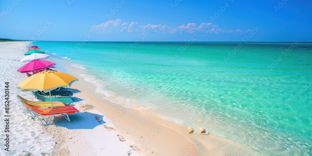 Soft blue ocean wave on clean sandy beach Soft blue ocean wave on clean sandy beach
