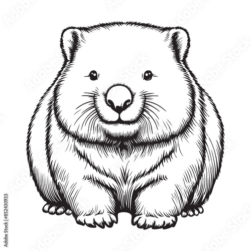 Line art of wombat cartoon vector illustration