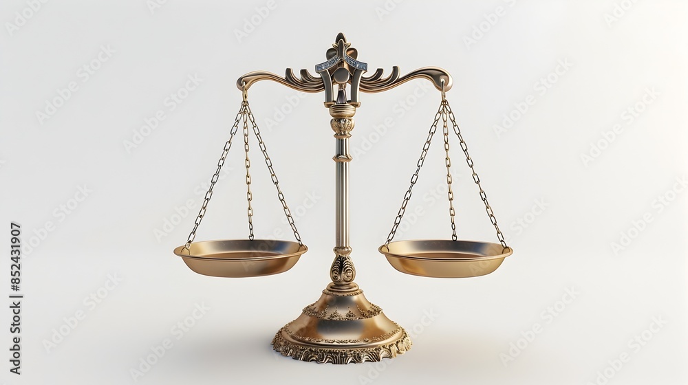 Elegant Libra Scales Representing Balance and Justice in 3D Rendering Elegant Libra Scales Representing Balance and Justice in 3D Rendering