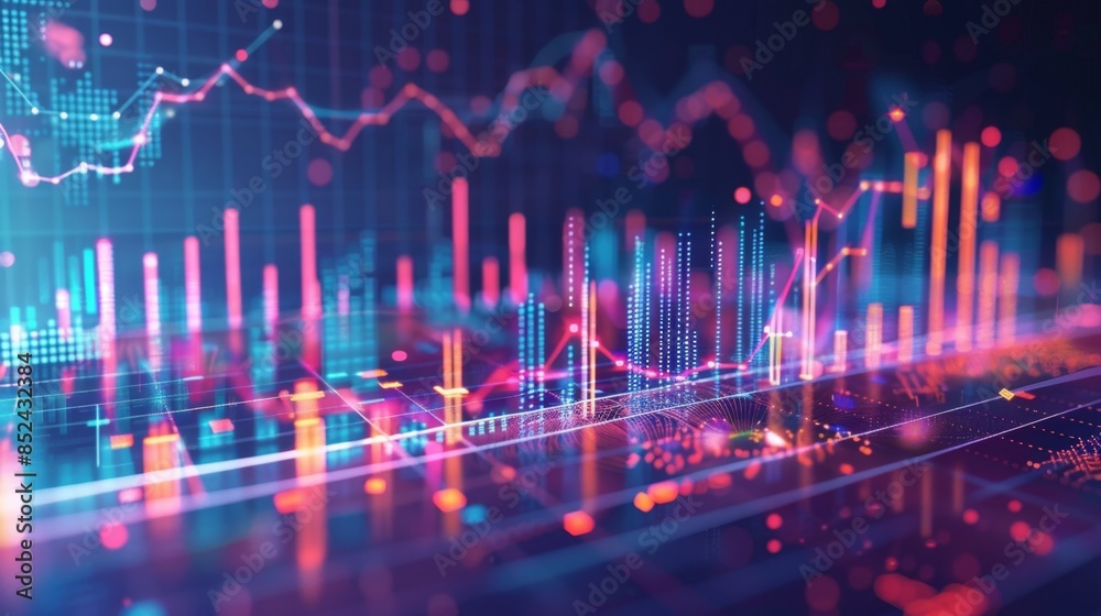 Illuminated Financial Data Flow - Abstract Background with Glowing Lines and Interconnected Data Points Illuminated Financial Data Flow - Abstract Background with Glowing Lines and Interconnected Data Points