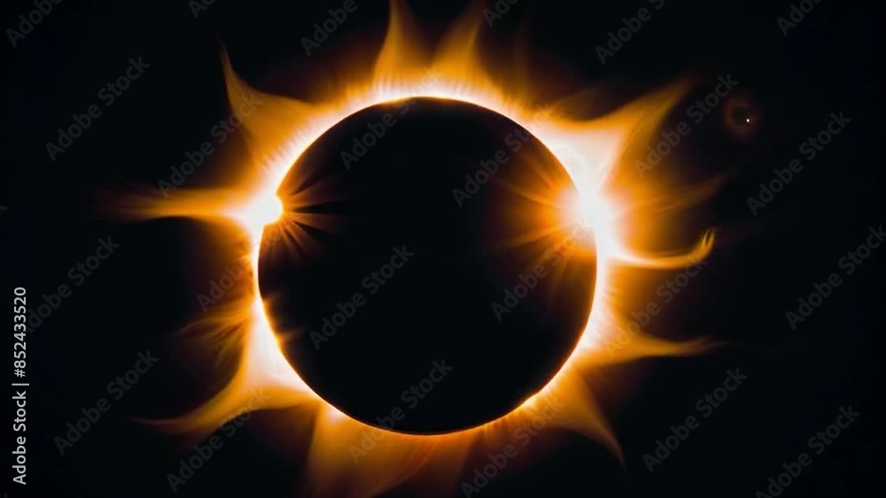 Close-up of the sun and its total eclipse