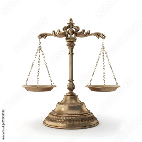 Minimalist 3D Rendered Libra Scales on White Background