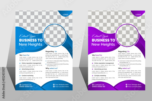 Modern Corporate Business Flyer Template design suitable for business marketing, promotion, advertisement as a brochure cover template. creative poster or leaflets, Geometric and organic shape brochur photo