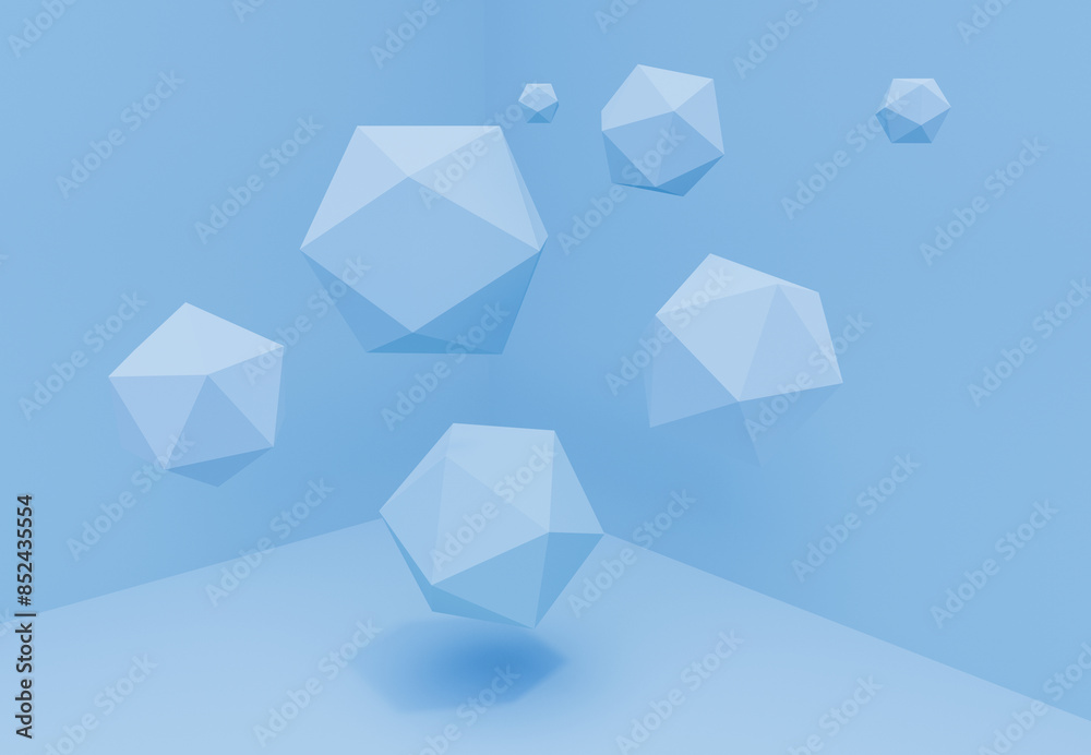 Platonics abstract geometric background blue color. 3d background Platonics abstract geometric background blue color. 3d background