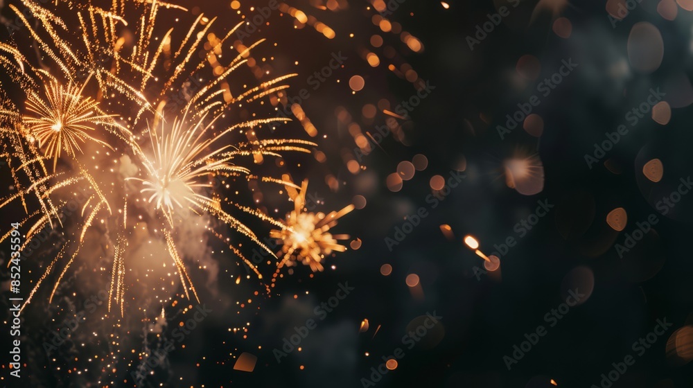 Obraz premium Fireworks Border on Black Background