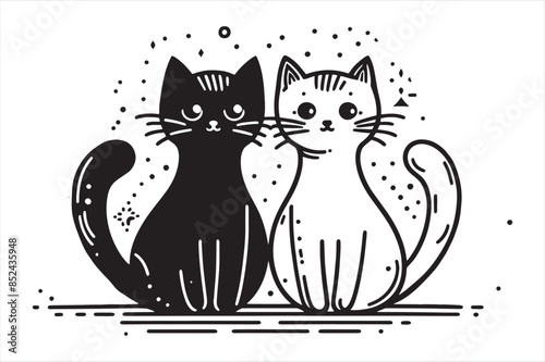 a cute vector silhouette illustration cat