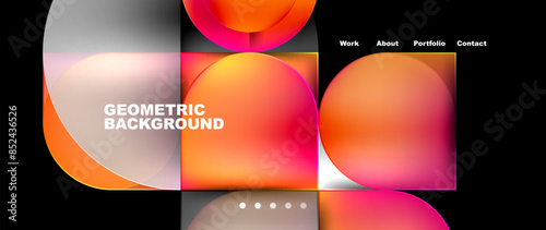 Geometric abstract glassmorphism with circles and squares. Vector Illustration For Wallpaper, Banner, Background, Card, Book Illustration, landing page