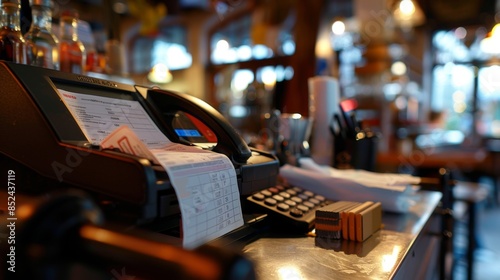 Transaction in Progress - Close-up of Cash Register Printing Receipt for New Business Deal