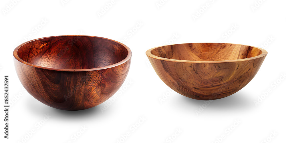 A set of wooden bowls isolated on a transparent background. A set of wooden bowls isolated on a transparent background.