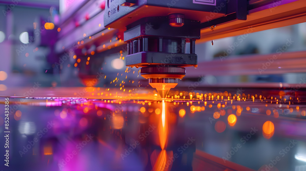 Fototapeta premium Ultra wide digital inkjet printing machine during production.