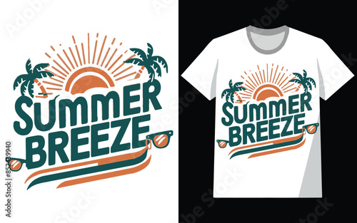 Summer beach and sunset Vector graphic and typo for t shirt and other uses