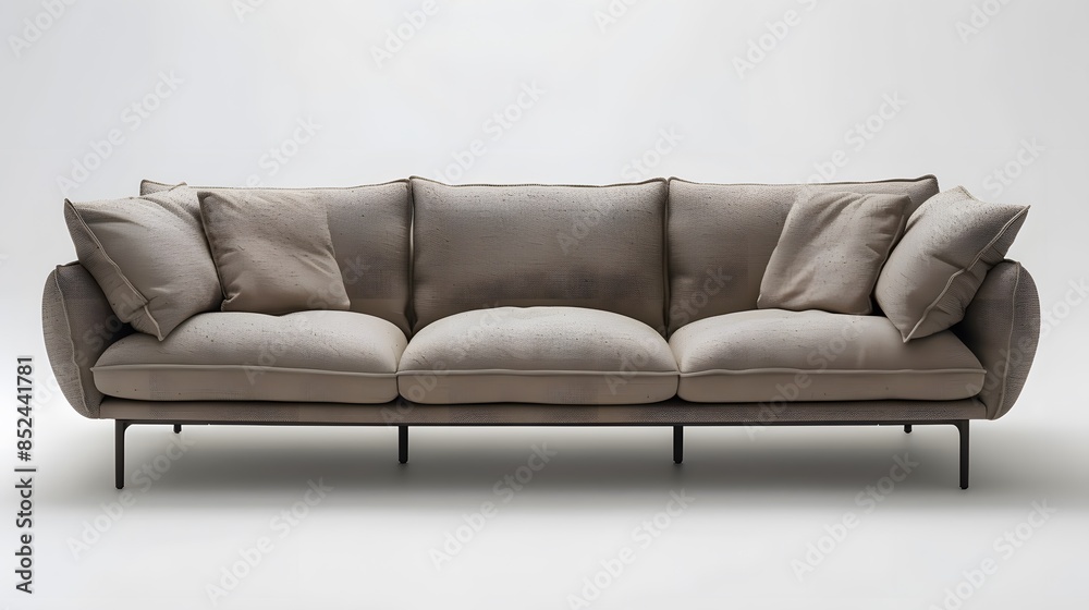 Obraz premium Product photography of an elegant minimalist modern sofa with sleek design and clean lines for living room decor