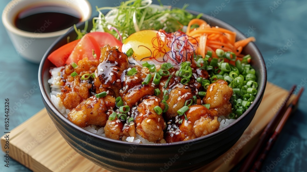 Teriyaki Chicken Bowl with Sesame Seeds and Green Onions Teriyaki Chicken Bowl with Sesame Seeds and Green Onions