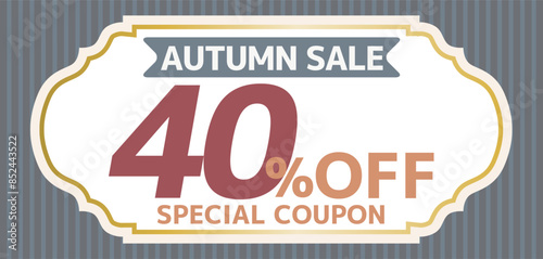 オータムセールクーポンバナーのベクターイラスト