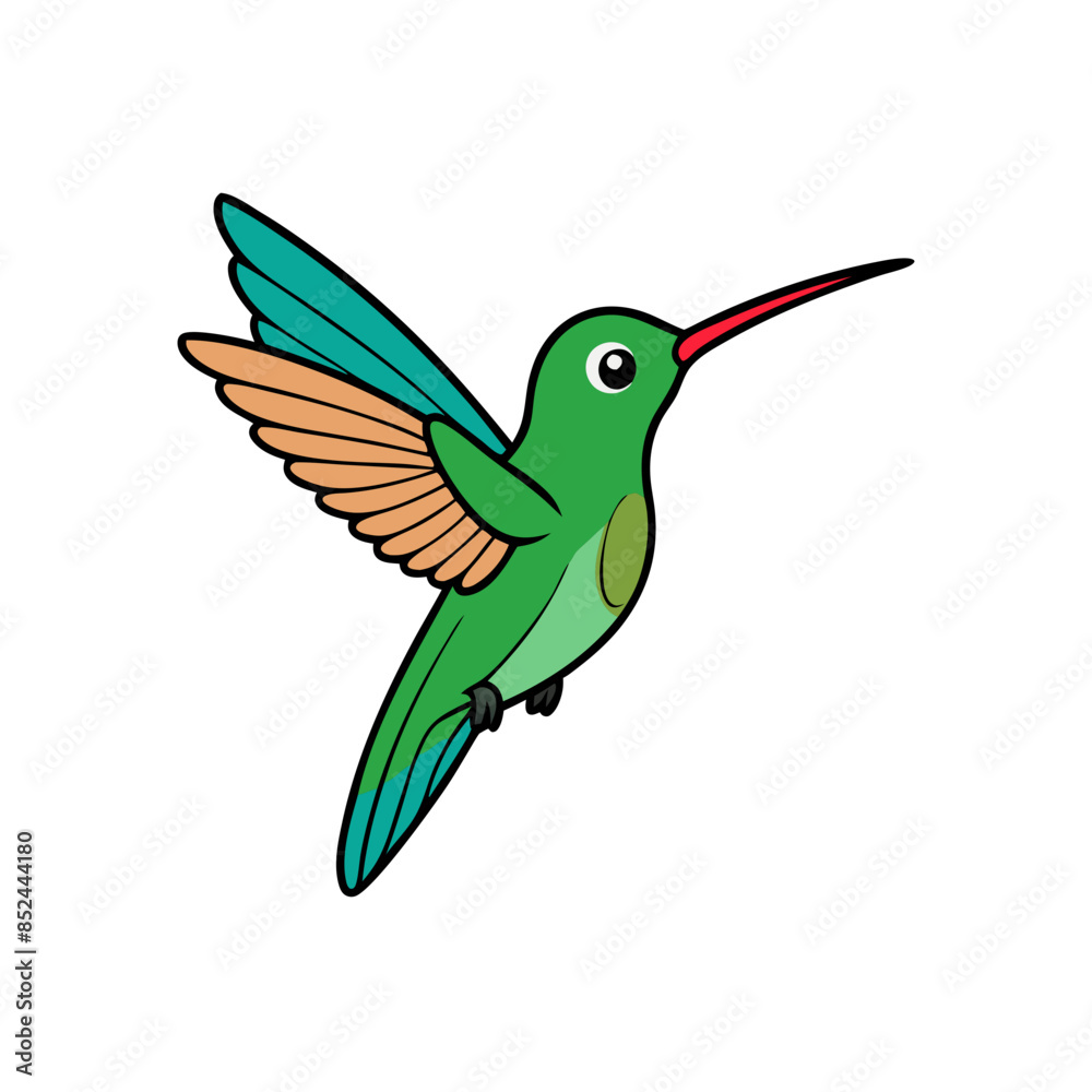 vibrant cartoon hummingbird in flight vibrant cartoon hummingbird in flight