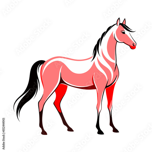  cartoon horse with a sleek mane. photo