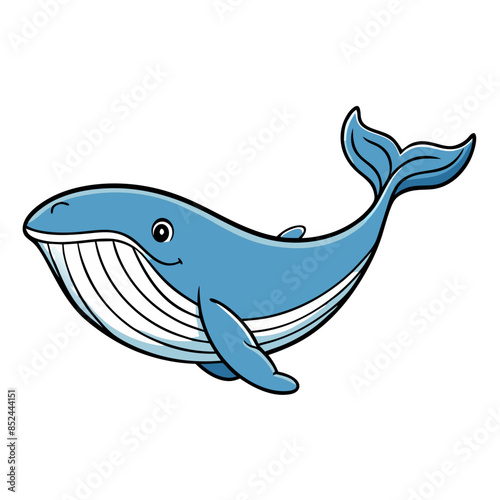  cheerful cartoon whale swimming.