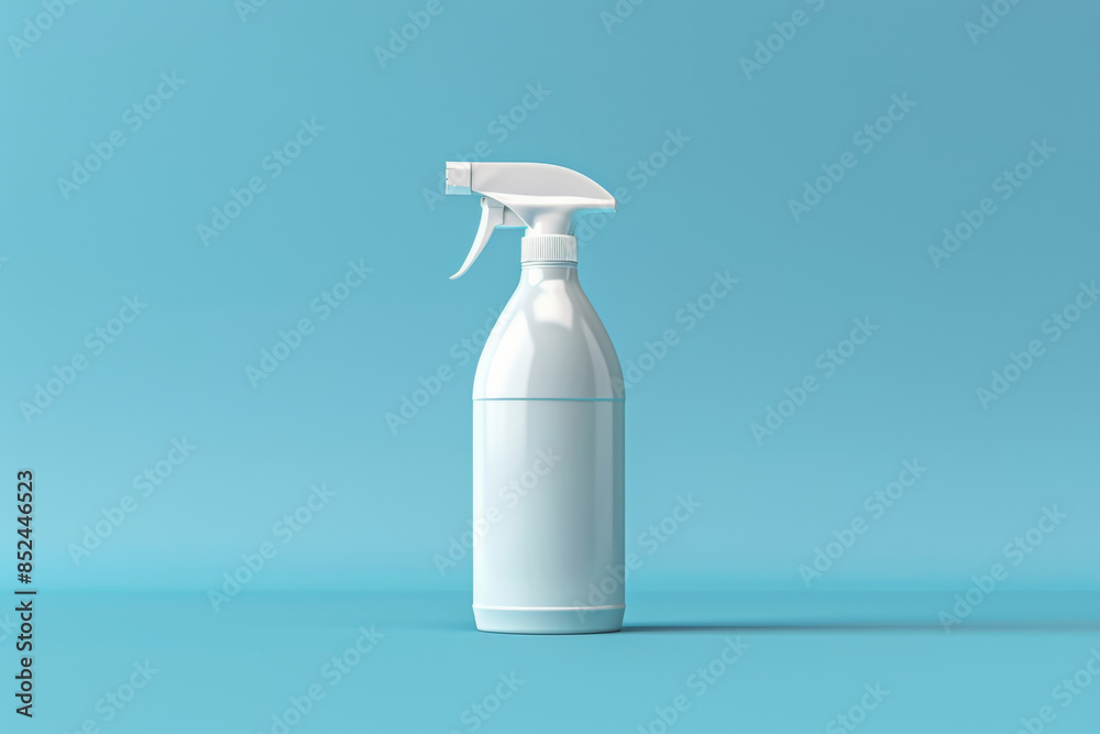 white spray bottle on a blue background. mockup template for product presentation design white spray bottle on a blue background. mockup template for product presentation design