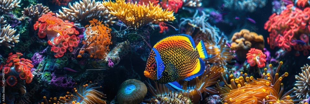 Vibrant Reef with a Striking Fish Vibrant Reef with a Striking Fish