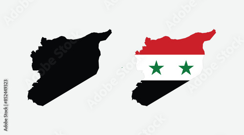 Vector Syria Map. Map of Syria with National Flag.
