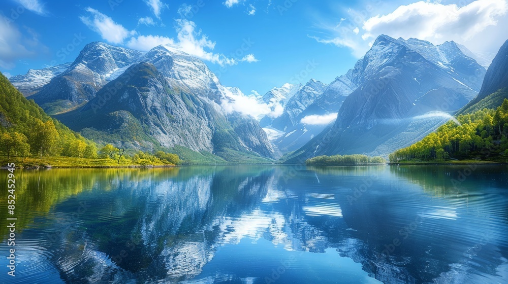 Serene Mountain Lake Landscape