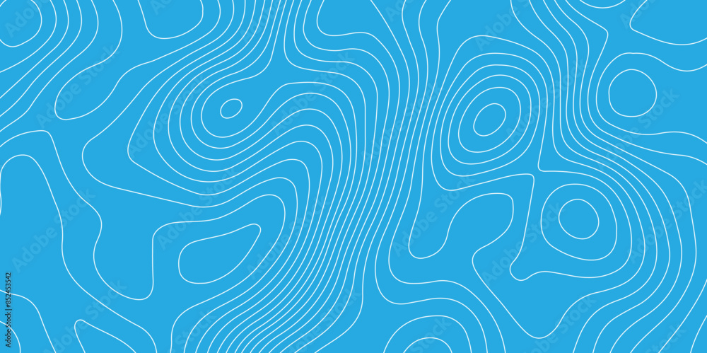 Abstract topography geography contour map and curve reliefs background .elevation contouring blue paper and white lines background .geographic mountain contour map grid vector background design .
