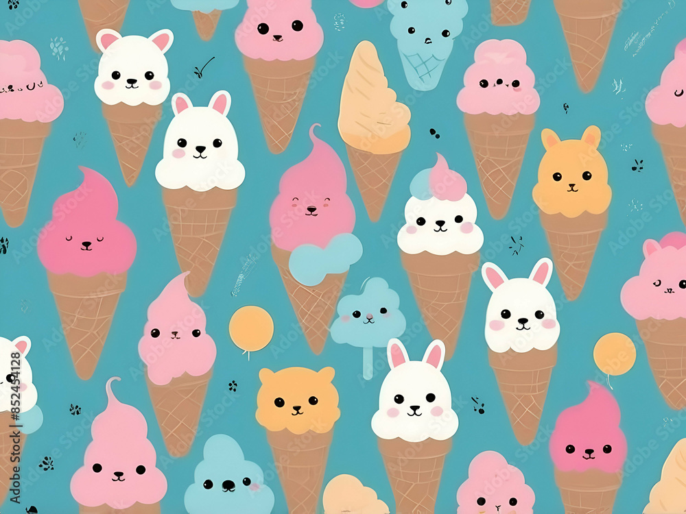 abstract childish Cute animal ice cream pattern background abstract childish Cute animal ice cream pattern background