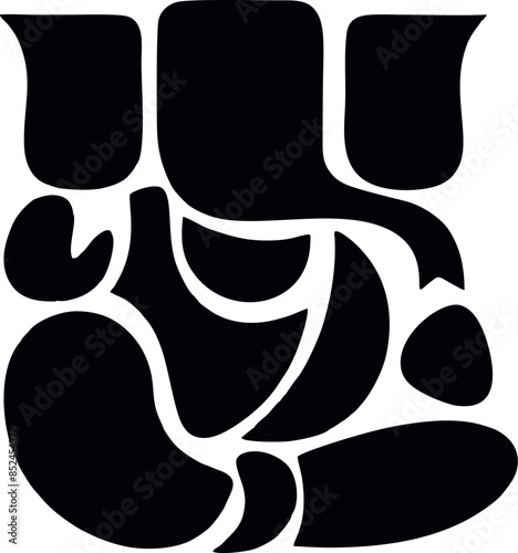 Black and White Illustration of the Hindu God Ganesha, Ganapati, vector design