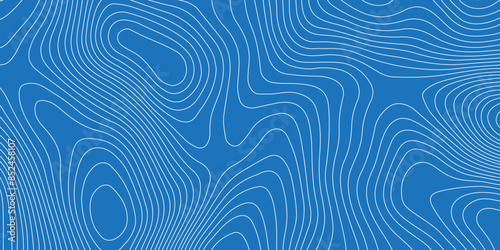 Abstract topography geography contour map and curve reliefs background .elevation contouring blue paper and white lines background .geographic mountain contour map grid vector background design .
