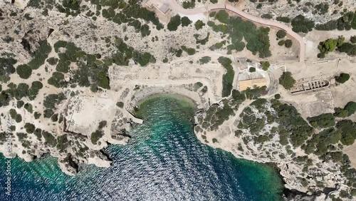 View from the iconic archaeological site of Heraion near Lake Vouliagmenis, Loutraki, Greece. photo