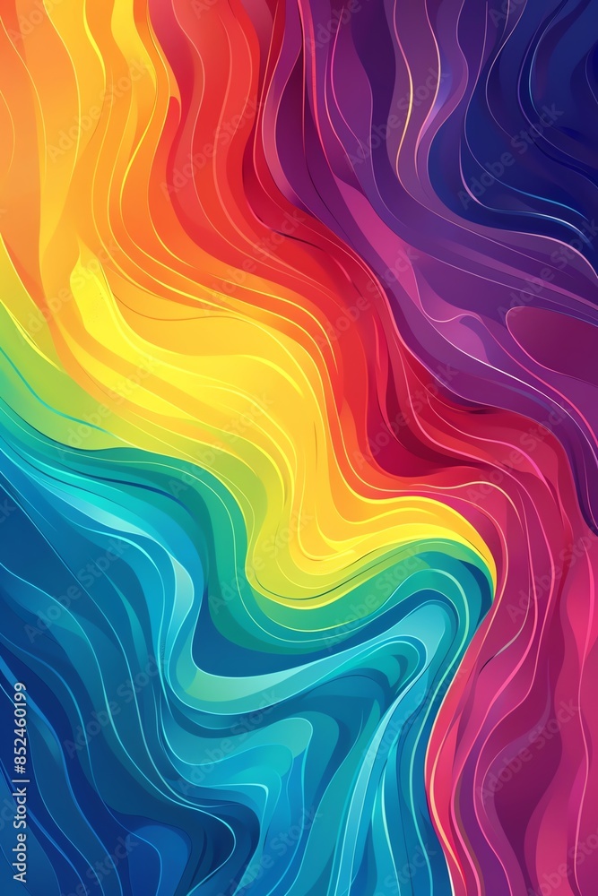 Obraz premium Rainbow gradient wallpaper for pride flat design top view smooth transition theme cartoon drawing Complementary Color Scheme