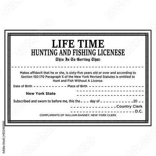 Life Time Hunting and Fishing Licenese Template