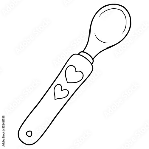 baby spoon illustration hand drawn outline vector