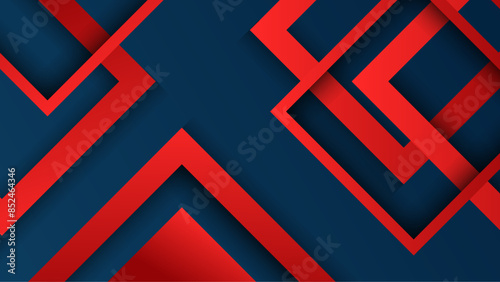 Dark blue and red abstract background design. Geometric navy shapes template