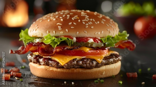 Traditional Cheeseburger on Toasted Sesame Bun