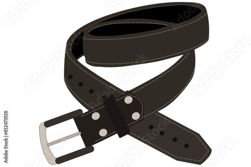 Black belt leather vector illustration. Modern fashion.