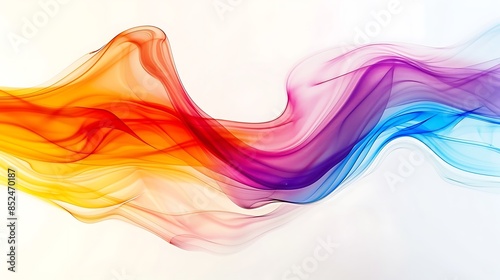 Dynamic color spectrum wave gracefully arching on white.